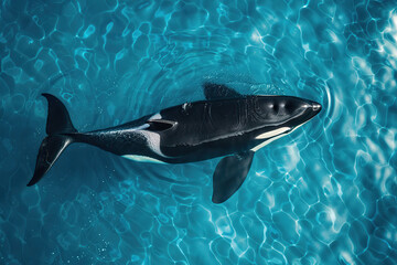 Fototapeta premium Fantastically beautiful majestic huge whale in deep ocean