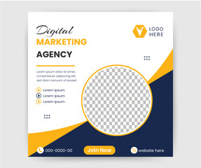 Digital business marketing banner for social media post template. Vector illustration with Space to add pictures.