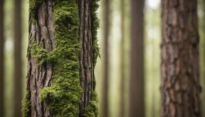 Fototapeta premium Natural bark patterns with soft, dreamy forest blur