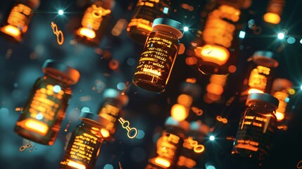 Obraz premium A beautiful abstract background featuring a multitude of twinkling glowing lights in the dark creating a magical luminous and enchanting atmosphere