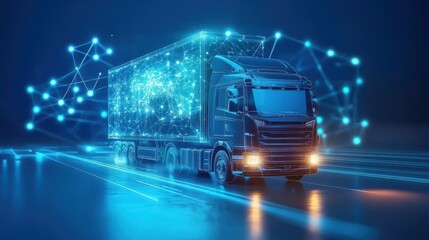 AI-optimized freight transport simulations on sleek digital displays, high-tech logistics