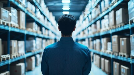 Warehouse Worker Scanning Packages in Bright Environment