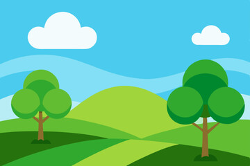 Obraz premium Natural Landscape with Rolling Green Hills and Clear Blue Sky Design