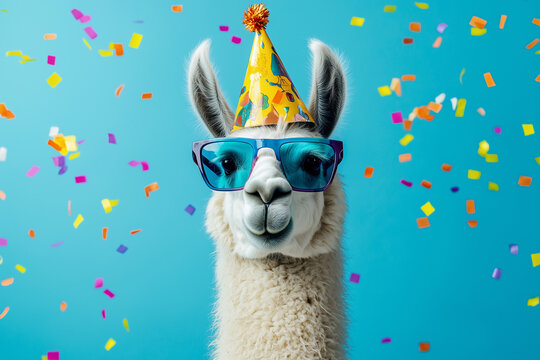 Festive Llama with Sunglasses