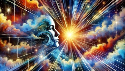 Generative AI visualizing hope as radiant light in abstract design