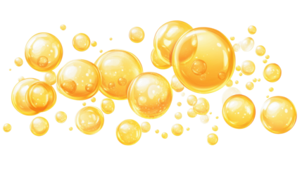 Yellow bubbles, transparent background