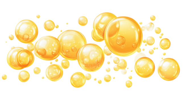 Yellow bubbles, transparent background