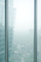 Fototapeta premium A modern building features a blurred white abstract glass wall, which provides an unobstructed view of its surroundings._00002_