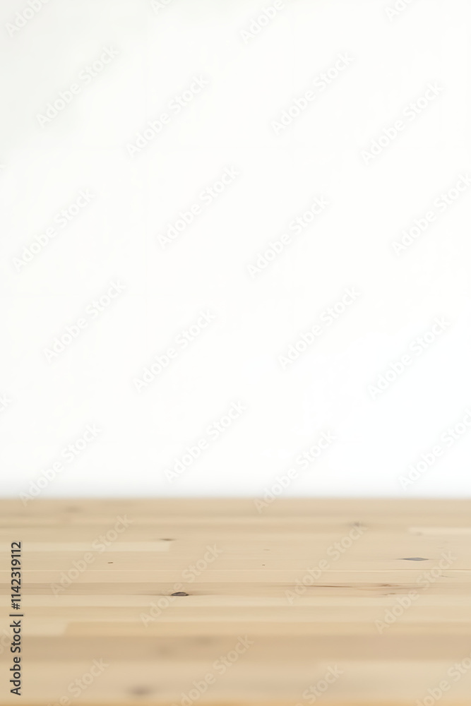 Poster a minimalist wooden tabletop on a white background is ideal for creating product displays or layouts