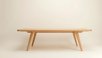Fototapeta premium A minimalist wooden table is depicted in a clean, abstracted space, suitable for showcasing products in a simple, creative layout._00002_