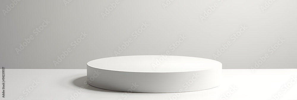 Poster a minimalist white sandstone top product display platform with selective focus enhances visual appea