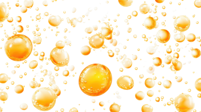 Yellow bubbles, transparent background