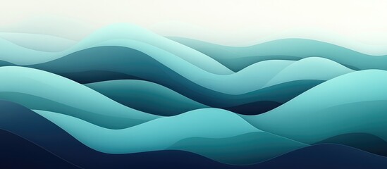 Obraz premium A serene and calm abstract design with soft gradient waves in shades of turquoise, seafoam green, and deep navy.