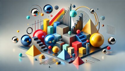 Obraz premium A conceptual image showcasing a unique arrangement of geometric objects in an abstract and artistic look.