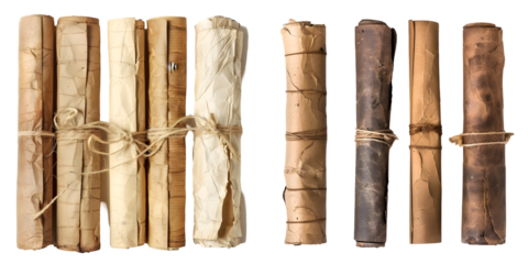 old paper vertical scrolls set. Generative AI.