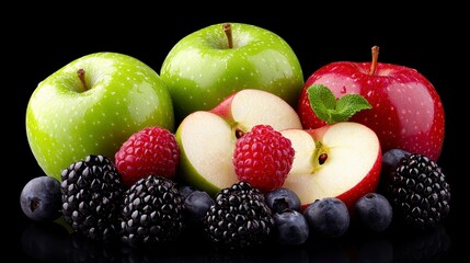Fresh Red Green Fruits Berries Mix Healthy Food Still Life