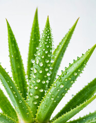 Medicinal herbs and plants - Aloe vera, isolated on white background. Generative AI