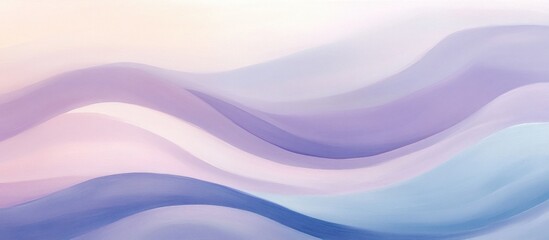 Fototapeta premium A soft, pastel-colored wave gradient in hues of lavender, peach, and pale blue. The design flows gently across the canvas with a smooth texture