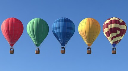 Obraz premium Colorful Hot Air Balloons Floating in a Bright Blue Sky