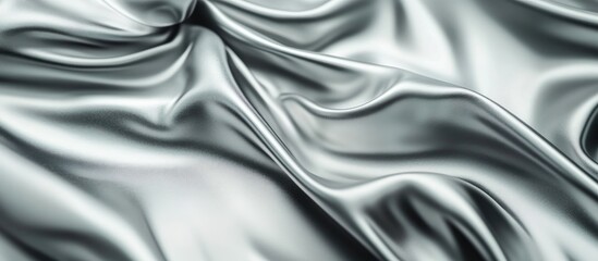 A sophisticated, metallic gradient of silver, platinum, and soft grey, with smooth, fog-like waves creating an ethereal atmosphere.