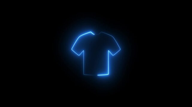 Neon Glowing Men T-Shirts Icon and Symbol Animation.t-shirt icon with a glowing neon black background,