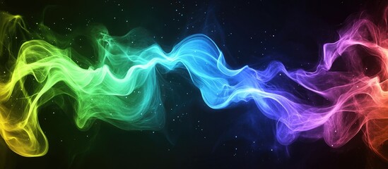Obraz premium A striking neon gradient background with vivid green, blue, and purple waves that twist and bend like the northern lights.