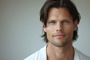 Obraz premium Handsome Man With Brown Hair And Blue Eyes