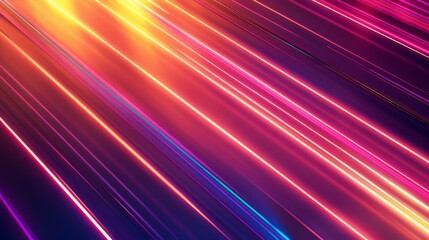 Diagonal Abstract Background with Glowing Lines in Yellow, Orange, Pink, and Blue