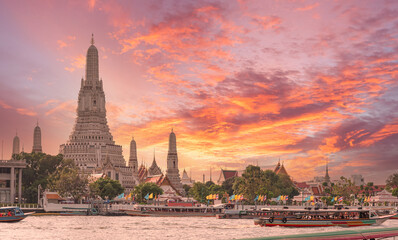 The most beautiful Viewpoint Wat Arun,Buddhist temple in Bangkok, Thailand 
