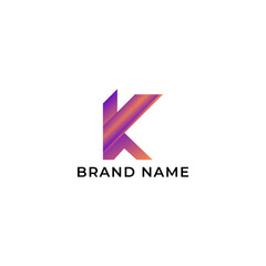 ILLUSTRATION LETTER K GEOMETRIC  LOGO ICON GRADIENT ORANGE PURPLE COLOR TEMPLATE SIMPLE MINIMALIST ELEMENT DESIGN SIMPLE VECTOR GOOD FOR APPS, BRAND 