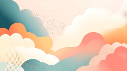 Obraz premium Minimalist pastel gradient with soft cloud patterns, peaceful and airy look