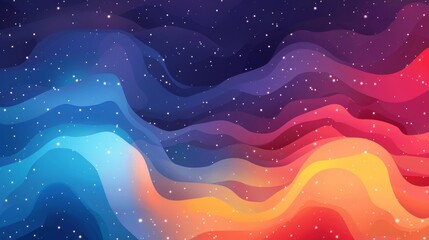 Abstract Wavy Background with Starry Night Sky