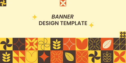Colorful Abstract Geometric Shapes and Leaves