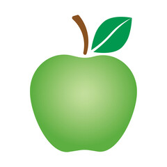Green Apple with leaf - icon vector symbol. Apple fruit symbol illustration. Flat design style isolated on a white background. Healthy lifestyle, farm and bio food concept.