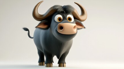cartoon buffalo standing on a white background