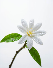 Medicinal Herbs - Jasmine Flower, isolated on white background. Generative AI
