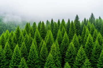 Obraz premium A bird-eye view of a dense forest, showing the endless expanse of green treetops stretching to the horizon