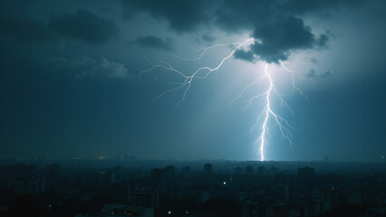 Lightning weather theme. Generative ai.