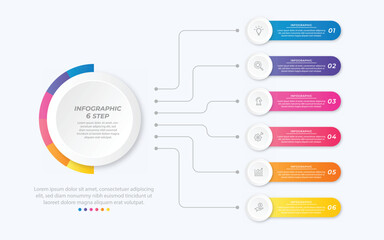 Vector infographic label design with circle infographic template design and 4-5-6 options or steps. Can be used for process diagram, presentations, workflow layout, banner, flow chart, info graph