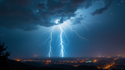 Fototapeta premium Lightning weather theme. Generative ai.