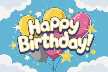 Festive gold balloons and happy birthday text create a festive atmosphere for special occasions