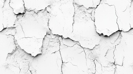 Fototapeta premium White Cracked Wall Texture with Peeling Paint and Imperfections for Background Design Use
