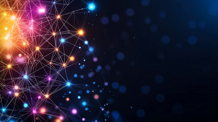 Colorful abstract background with glowing lights and network connections, creating vibrant and dynamic visual effect. Perfect for technology and digital themes