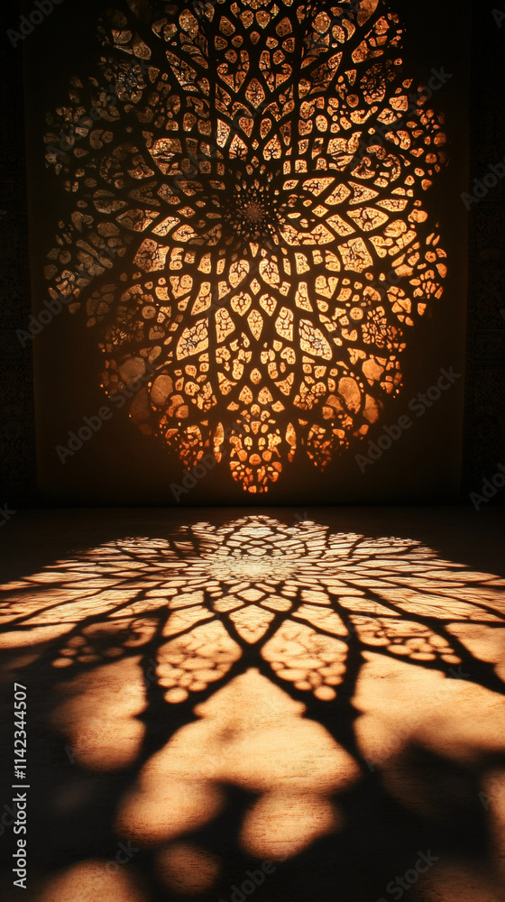 Aufkleber sunlight streaming through a beautifully crafted window, casting mesmerizing shadows on the floor of