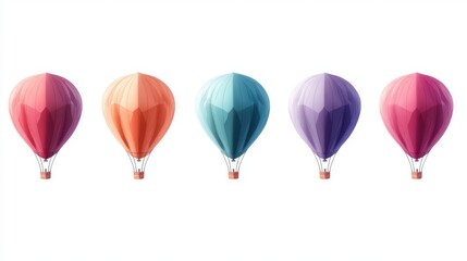 Colorful Hot Air Balloons in a Minimalist Style for Background Design