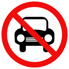 No car icon, No parking sign, Prohibition vehicles sign, Vector Illustration.