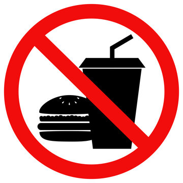No Eating sign , Don't Eat sign, No eating or drinking sign,Warning sign for eating food and drink.vector illustration