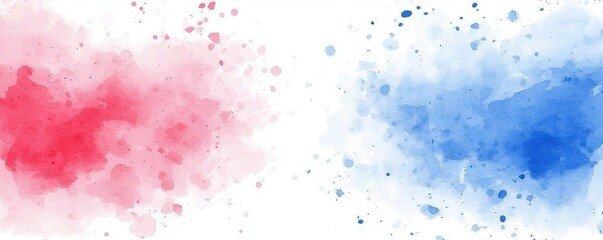 Fototapeta premium Vibrant Red and Blue Watercolor Splashes with Space for Text and Design Elements