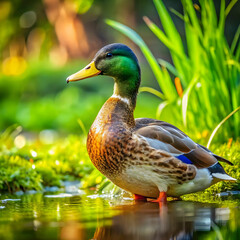 Fototapeta premium duck living life in nature