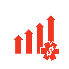 Professional career growth, efficient grow, graph revenue growth  icon. Line sign arrows up and cogwheel.  vector illustration. EPS 10/AI
